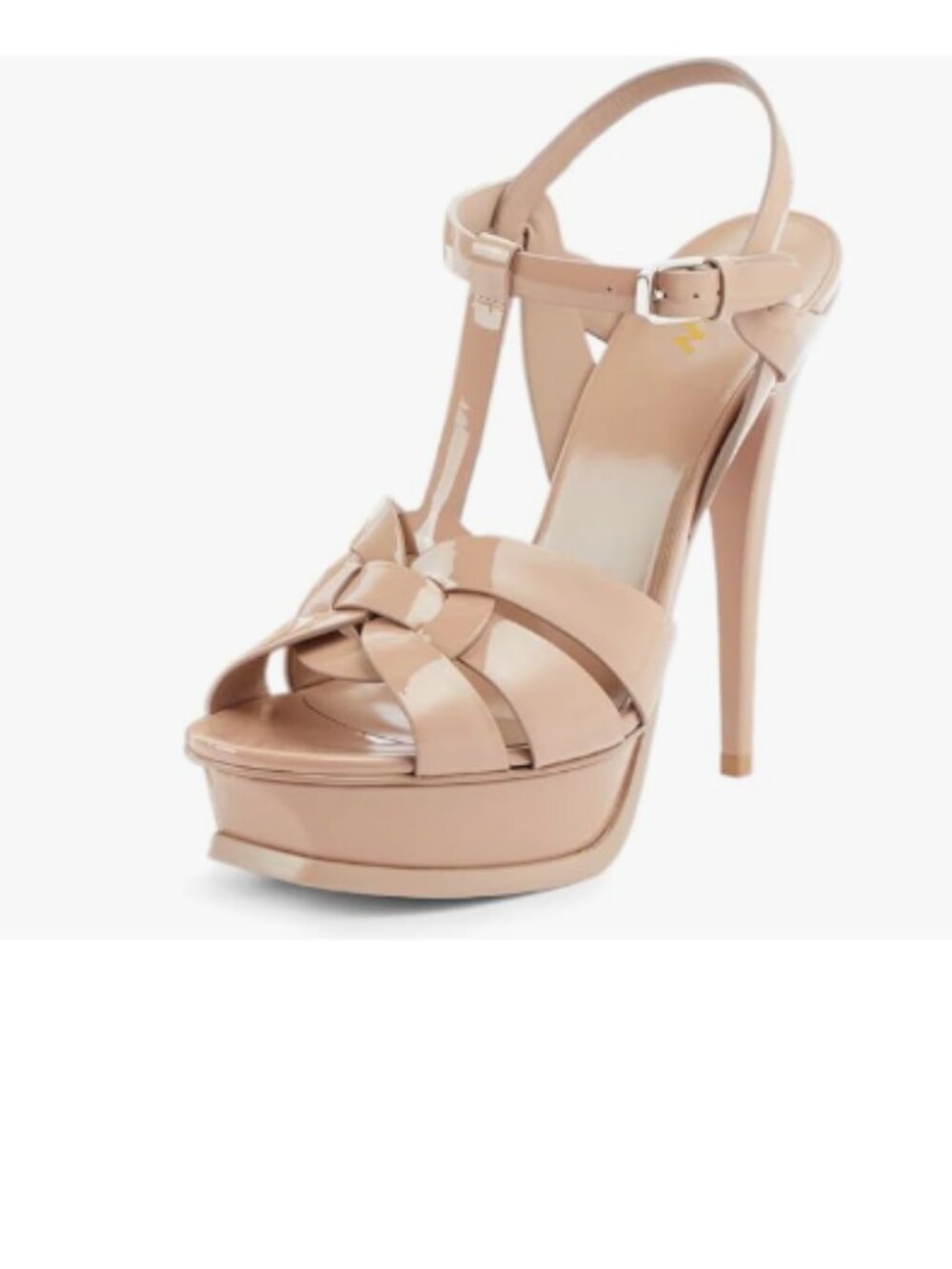 YDN Nude Strappy Platform Sandal Peep Toe Stiletto Heel T-strap Ankle Strap Shoe